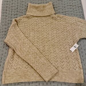 Old Navy Ivory Sweater Pullover Textured Turtleneck - Medium (NWT)